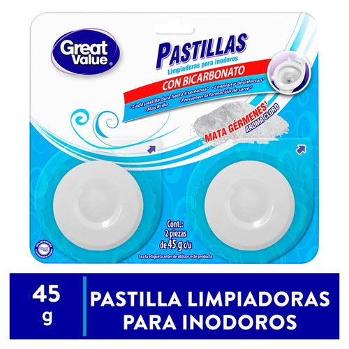 Pastilla Inodoro Great Value, bicarbonato - 2 pzas - 45 g