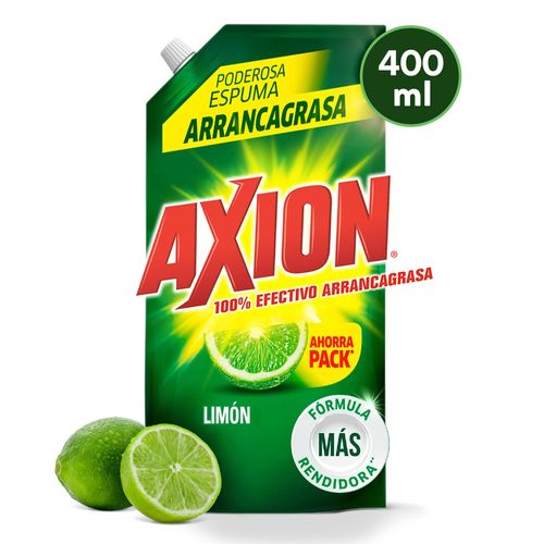 Lavaplatos Líquido Axion Limón, Arrancagrasa Doy Pack - 400ml