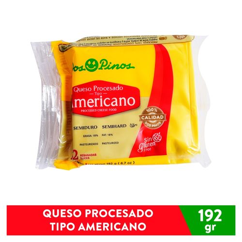 Queso Dos Pinos Procesado Tipo Americano 12 Rebanadas - 192 gr