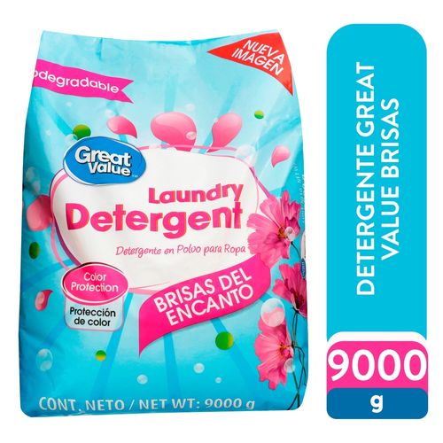 Detergente en polvo Great Value aroma brisas del encanto - 9000 g