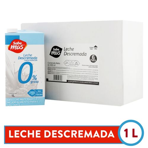 Leche Sabe Mas Descremada Larga Duración 6 pack - 1Lt