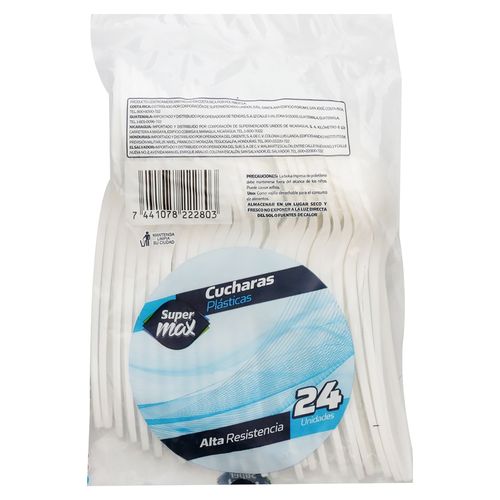 Cuchara Supermax desechable blanco - 24 uds