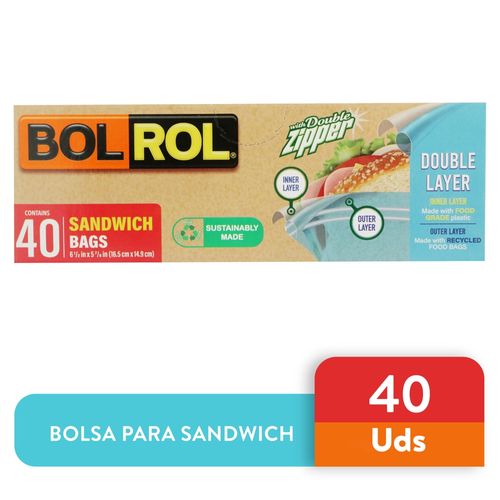 Bolsa Marca Bolrol Sandwich Zipper Eco - 40Unidades