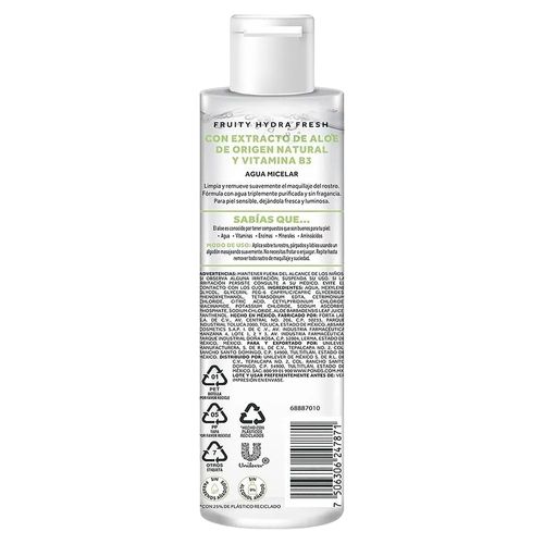 Agua micelar Pond's hidratante aloe y sin fragancia para piel sensible - 300 ml