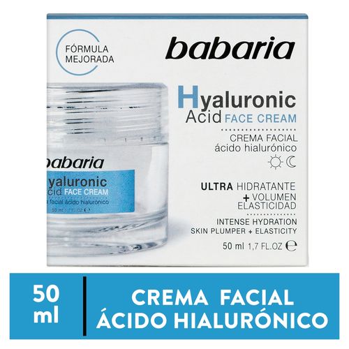 Crema facial Babaria, ácido hialurónico hidratante - 50 ml