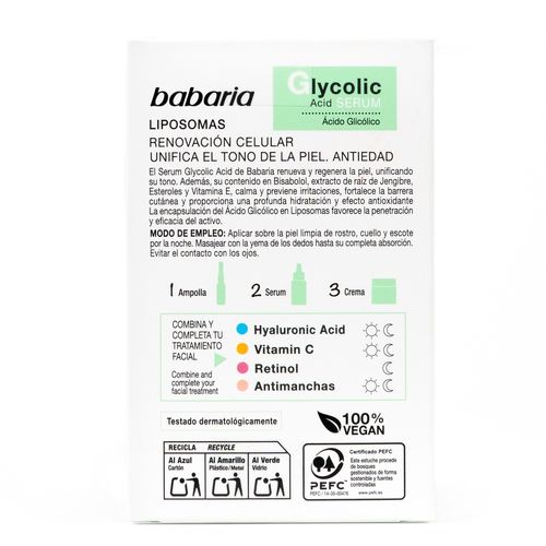 Sérum Babaria con ácido glicólico unificador del tono - 30 ml