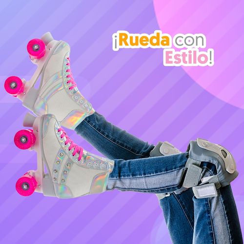 Patines Next silver glam para niña de 4 ruedas