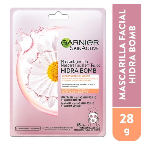 Mascarilla En Tela Active Hidra Bomb Garnier Skin -  Calmante Manzanilla  - 1 Pza - 28 g