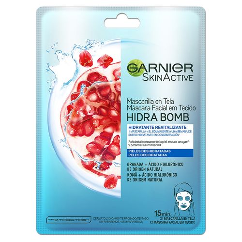 Mascarilla En Tela Active Hidra Bomb Garnier Skin -  Revitalizante Granada - 1 Pza - 28 g