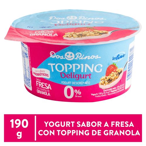 Yogurt Dos Pinos In Line Topping Fresa - 190 g