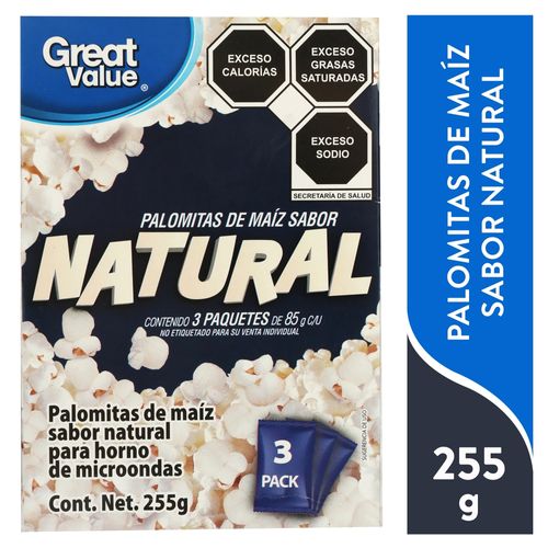 Palomita Great Value Microonda Natural - 255 g