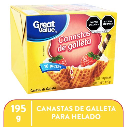 Canasta Great Value Para Helado - 10 Uds -195 g