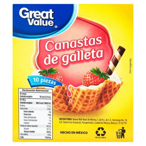 Canasta Great Value Para Helado - 10 Uds -195 g