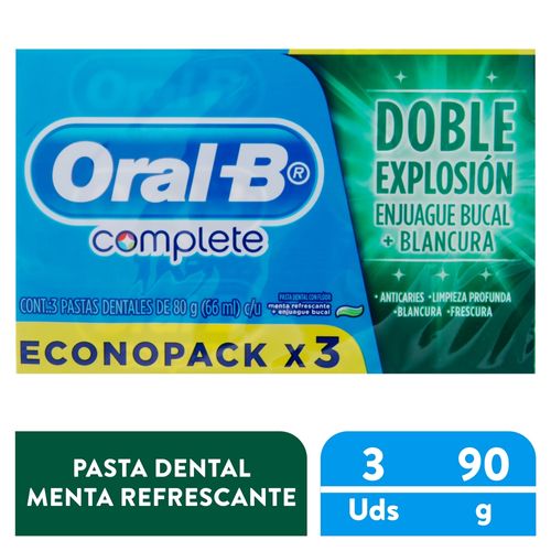 Crema Dental Oral-B Complete Menta Refrescante - 3 x 90 g