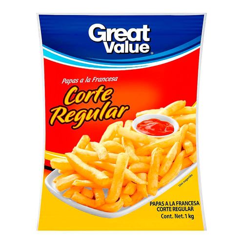 Papas a la francesa Great Value corte regular congeladas - 1 kg