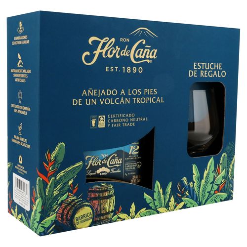 Ron Centenario  Flor De Caña 12 años con vaso incluido - 750 ml