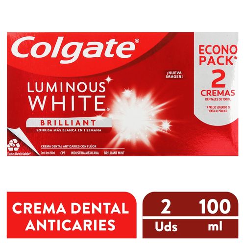 2pack Crema Colgate Luminous White 200ml