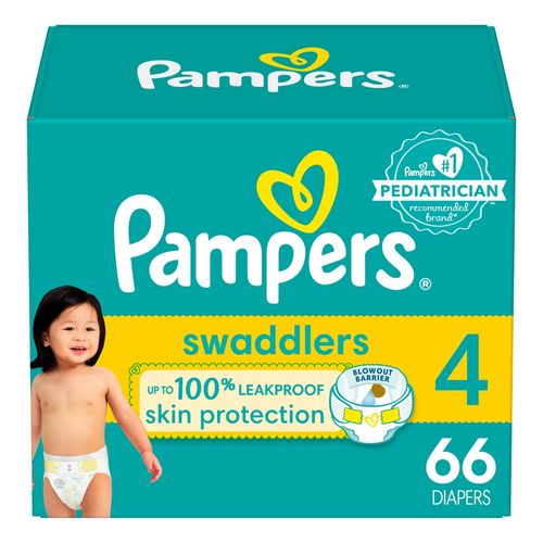 Pañales Pampers Swaddlers Talla 4, 10-17kg - 66Uds