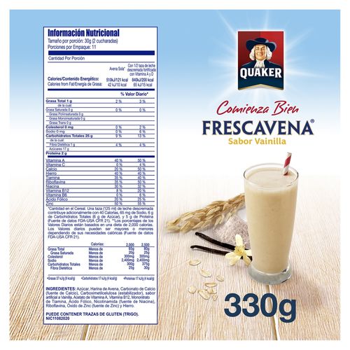 Avena Quaker frescavena vainilla - 330 g