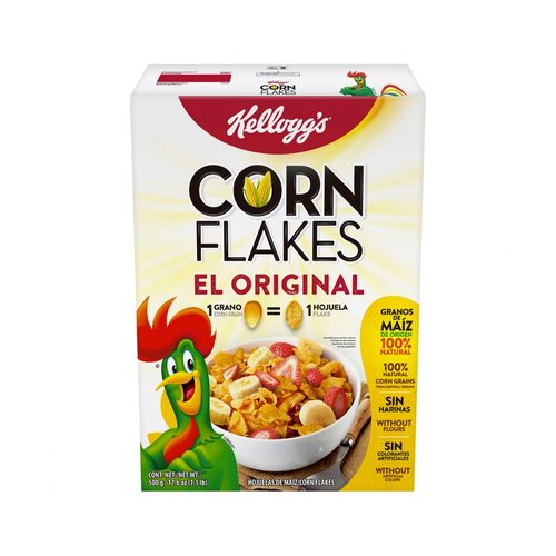 Cereal Kellogg's® Corn Flakes Sabor Original - Hojuelas de Granos de Maíz de Origen Natural - 1 Caja de 500 g