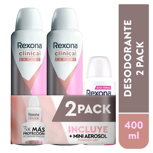 Desodorante Rexona Aerosol Clinical 2X 91gr Mas Aerosol Pow - 58gr