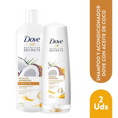 Shampoo Dove Reparación 1.15L Y Acondicionador Reparación Coco 400ml
