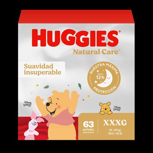 Pañales Huggies Natural Care Etapa 6/XXXG, Más De 16kg - 63Uds