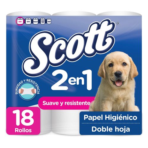 Papel Higiénico Scott Rindemax 2 En1 Doble Hoja - 18 Rollos