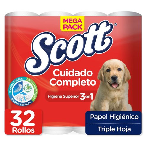 Papel Higiénico Scott Cuidado Completo 3En1 Triple Hoja - 32 rollos
