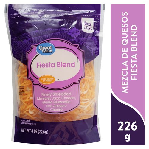 Queso Great Value rallado fiesta blesd - 226 g