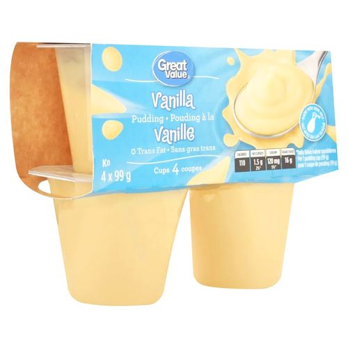Pudding De Vainilla Great Value Sin Grasas Trans 4 Pack - 396 g