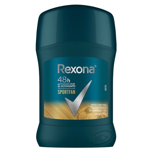 Desodorante Rexona Caballero SportFan, Protección Para Alto Rendimiento Barra - 50g