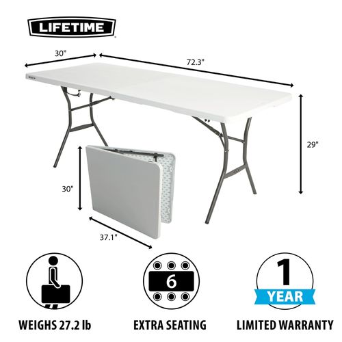 Mesa plegable Lifetime a la mitad - 6 pies