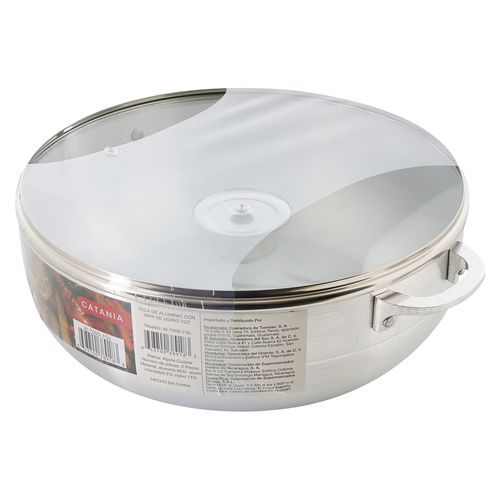 Olla De Aluminio 7Qt Con Tapa De Vidrio