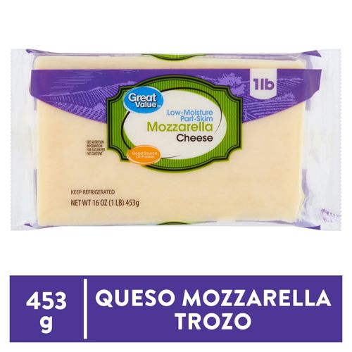 Queso Great Value mozzarella - 454 g