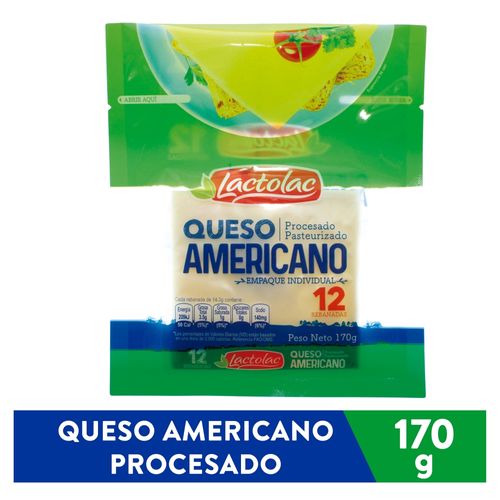 Queso Lactolac Americano Blanco 12 Rebanandas - 170gr