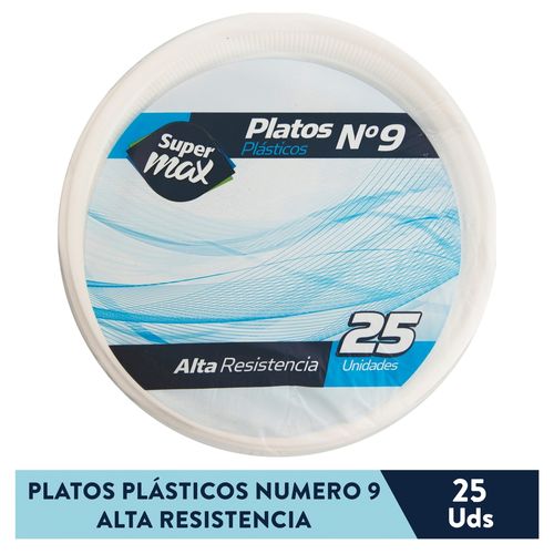 Plato Supermax Desechable N9 Bco 25Uds