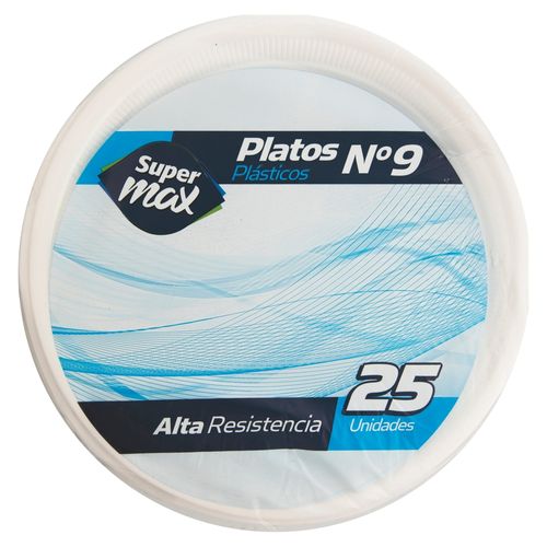 Plato Supermax Desechable N9 Bco 25Uds