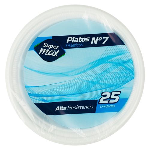 Plato Supermax Desechable N7 Bco 25Uds