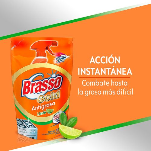 Limpiador Antigrasa Brasso Gold Limón Doypack - 500ml