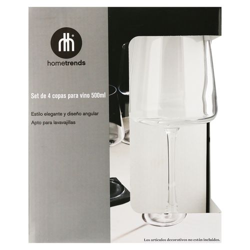 Copas de vidrio Home Trends para vino 4 uds -500 ml