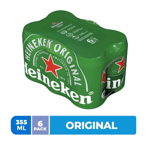 Cerveza Heineken original en lata 6 pack - 2130 ml