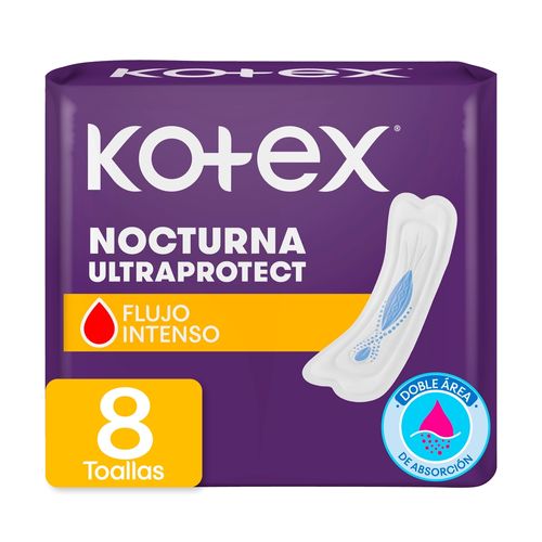 Toallas Femeninas Kotex Nocturna Con Alas - 8Uds