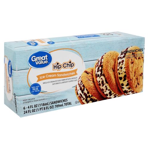 Helado Great Value Sandwich Chispas 6 Uds - 709 ml