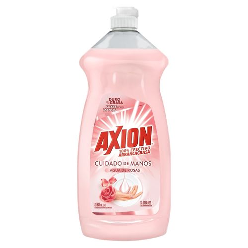 Lavaplatos Líquido Axion Agua De Rosas, Arrancagrasa - 750ml