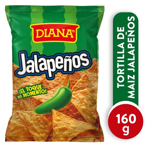 Tortillas de maíz Diana snack sabor jalapeño - 160 g