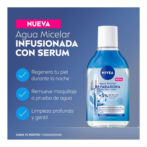 Agua micelar Nivea reparadora cara ojos labios - 400 ml