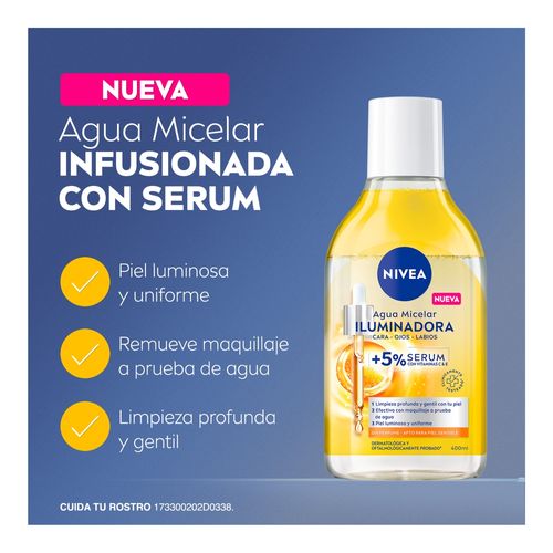 Agua micelar Nivea iluminadora para cara ojos y labios - 400 ml