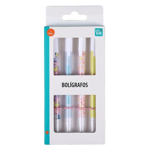 Bolígrafos Pen + Gear tinta negra diseños coloridos - 4 Pzas