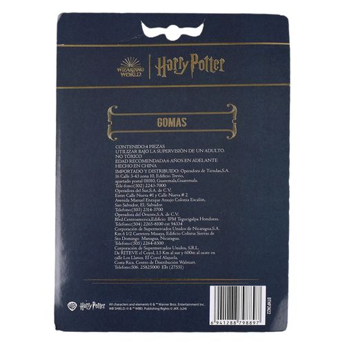 Borradores Harry Potter diseños surtidos - 4 Pzas
